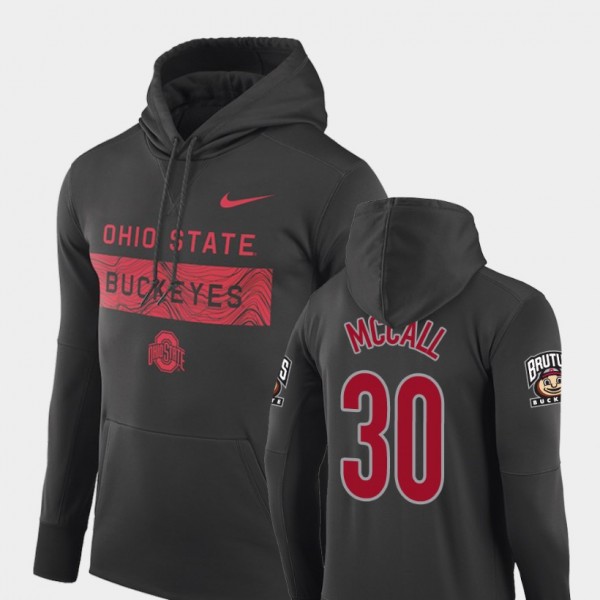 Ohio State Buckeyes Demario McCall Men's #30 Performance Sideline Seismic Anthracite College Football Hoodie 2404DMNQ5